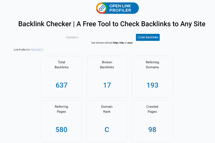 Check backlinks with OpenLinkProfiler